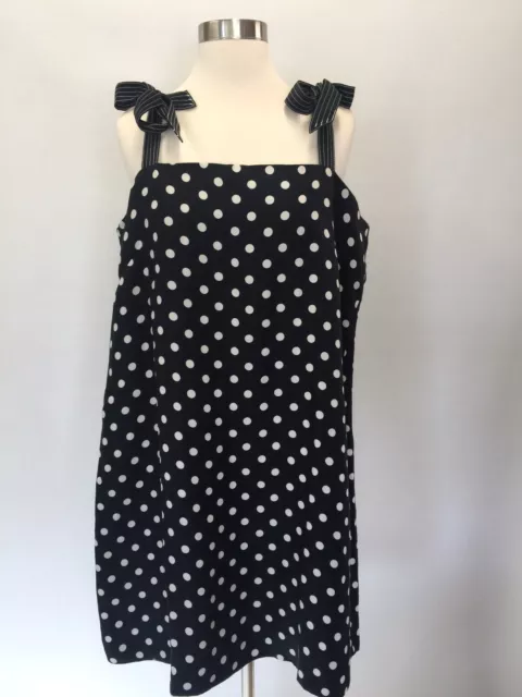 NEW Jcrew Tie-Strap Dress In Polka Dot Black White 16  #G6366  $110 SU '17