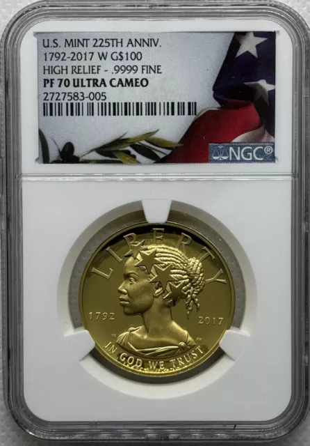 2017 W Gold $100 1oz High Relief American Liberty 225th Anniversary NGC PF70 UC