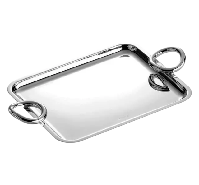 Christofle Vertigo Silver-Plated Tray With Handles Small #4200360 Brand Nib F/Sh