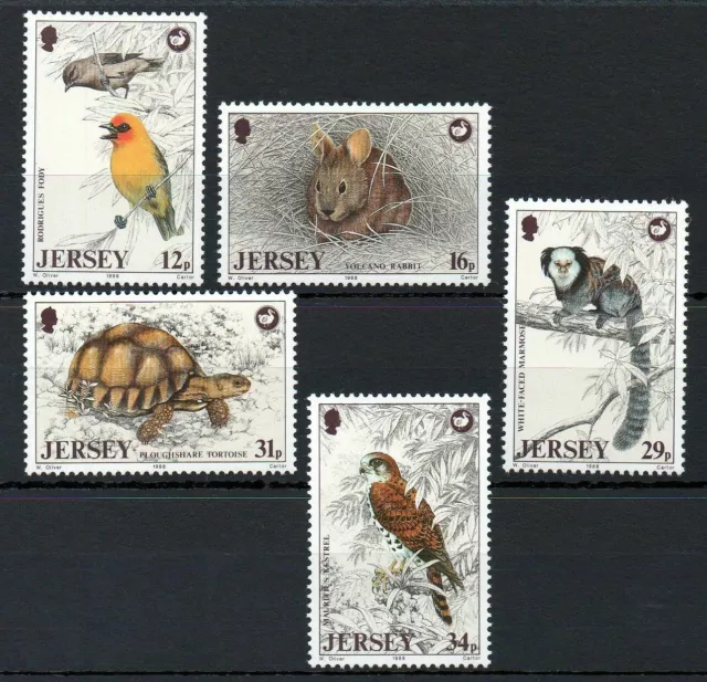 JERSEY 1988 WILDLIFE PRESERVATION TRUST (5th SERIES) SG 447-451 SET 5 MNH