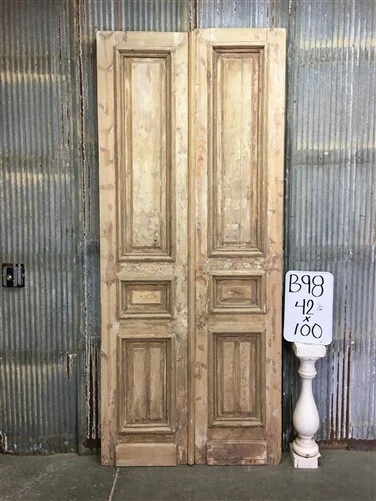 Antique French Double Doors (42.5x100) Thick Molding European Doors B98