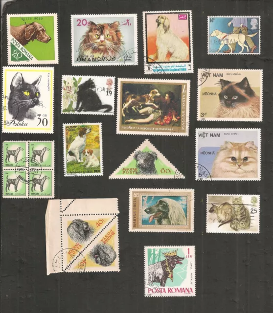 Lot De Timbres Du Monde Theme Chiens Chats Animaux Domestiques