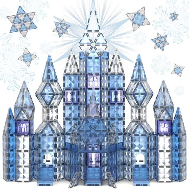 100-Piece Magnetic Tiles Frozen Ice Castle Building Set Pretend Play Princess
