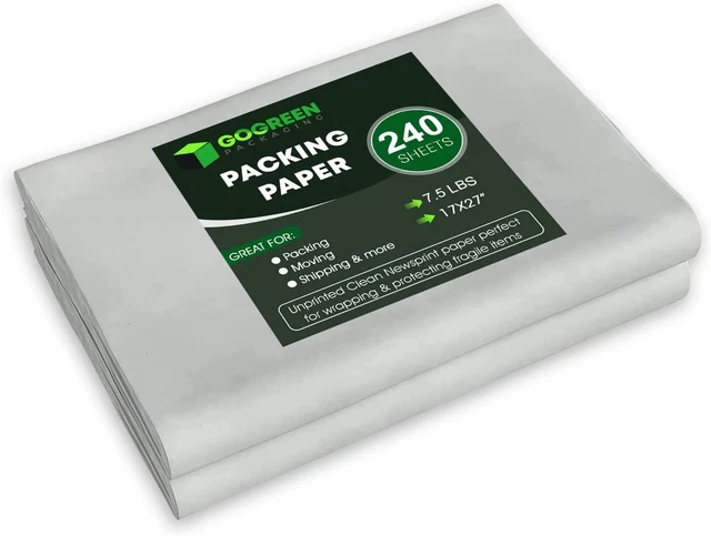 Packing Paper for Moving - 240 Newsprint Paper Sheets -7.5Lb - 17" X 27" Moving