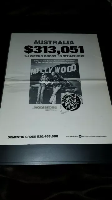 Aloha, Bobby And Rose Rare Original Box Office Promo Poster Ad Framed!