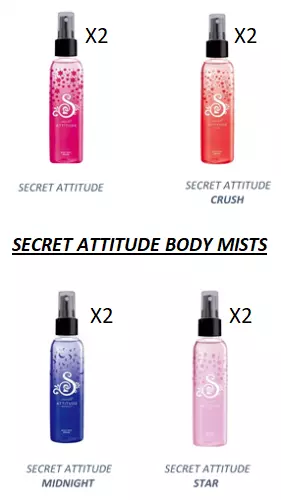 AVON 2 x SECRET ATTITUDE BODY MISTS 100ml each ~ VARIOUS SCENTS ~  *NEW*