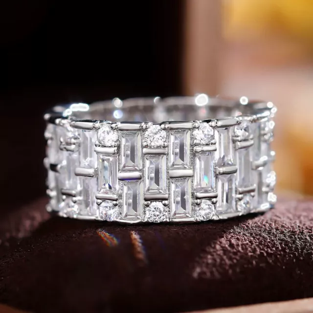 Luxury Engagement Wedding Eternity Band Ring 2.6CT Cubic Zirconia 14K White Gold