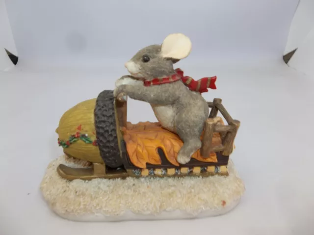 Charming Tails Figurine Maxines Snowmobile Ride