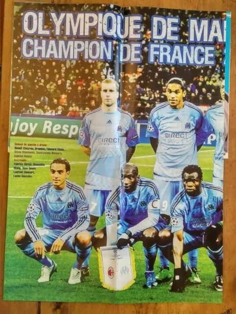 Football Bleu Blanc Foot Collector Om Champion De France 2010 Avec Poster Geant 3