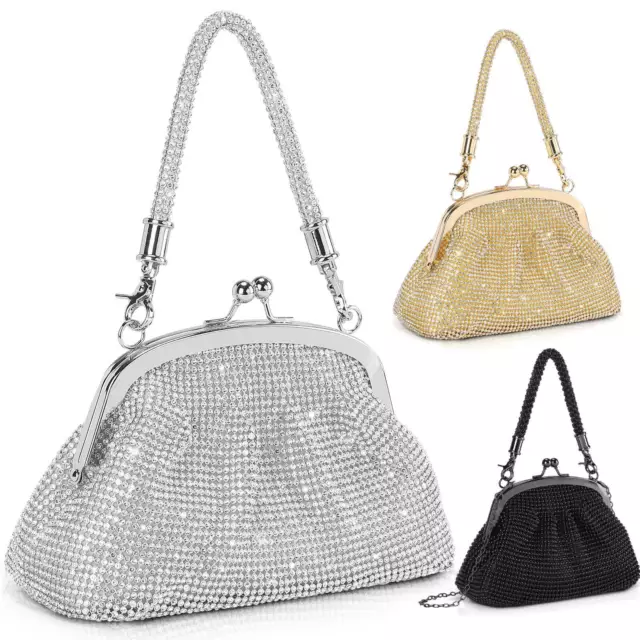 Women Evening Clutch Shoulder Bag Rhinestone Cocktai Party Prom Wedding Handbag