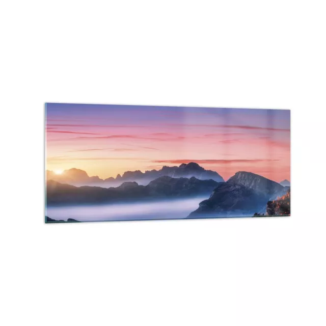 Impression sur Verre 120x50cm Tableaux Image Photo Ouest Le Soleil Montagnes