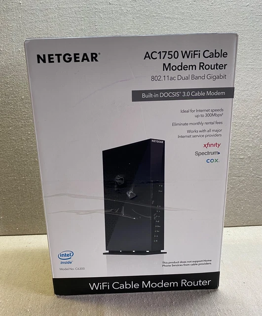 Routeur Modem Câble Netgear AC1600 C6250 – WiFi Double-bande, Ethernet, Noir