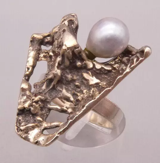 Ring Silber 835 wunderbares modernes Designerwunderwerk Akoya Perle
