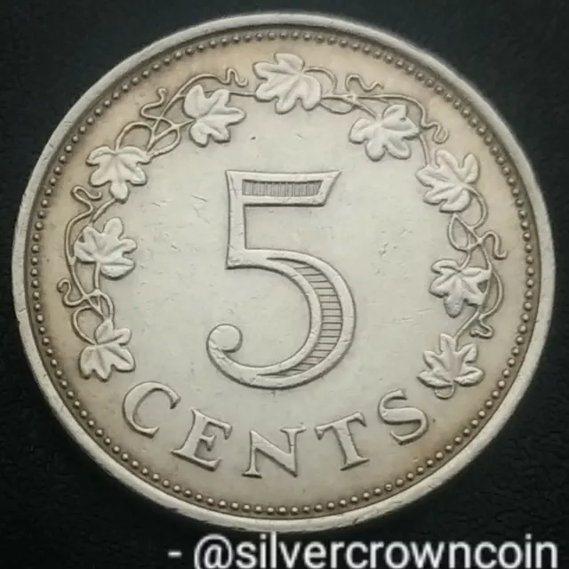Malta 5 Cents 1972. KM#10. Five Pence Coin. First year. Ritual Altar Hagar Qim