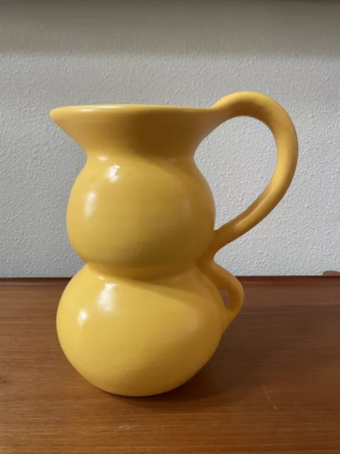 Vintage Yellow Pottery Pitcher 2