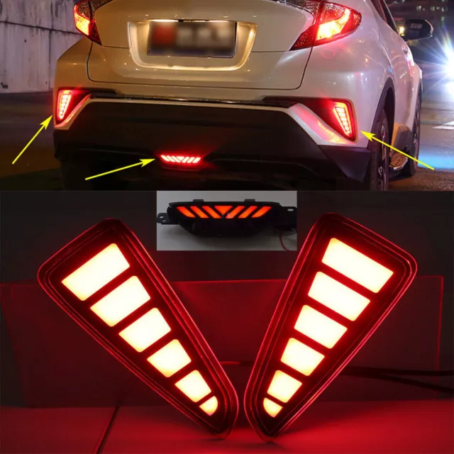 For 2016-2020 Toyota C-HR CHR LED Rear Fog Lights Tail Bumper Brake Light 3Pcs