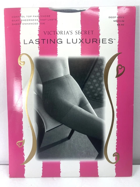 NEW Vintage Victorias Secret Lasting Luxuries Control Top Pantyhose Deep Navy M