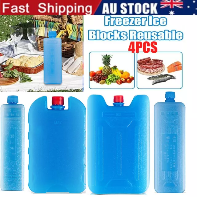 4x Travel Ice Brick Block Portable Freezer Picnic Camping Food Cooler Cube Pack