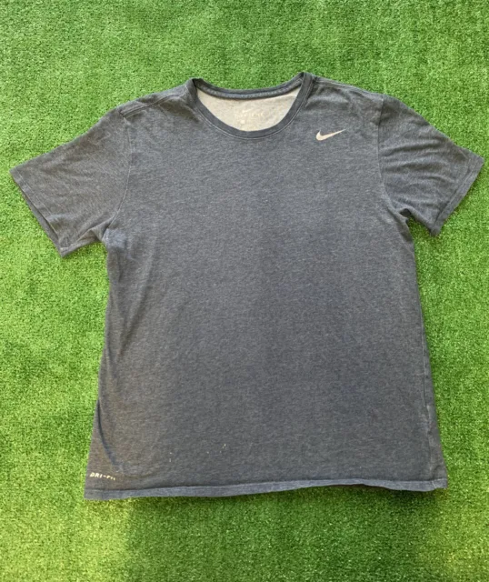 The Nike Tee Dri Fit Athletic Cut T-Shirt Size Large Blue Men's Crew Neck a4