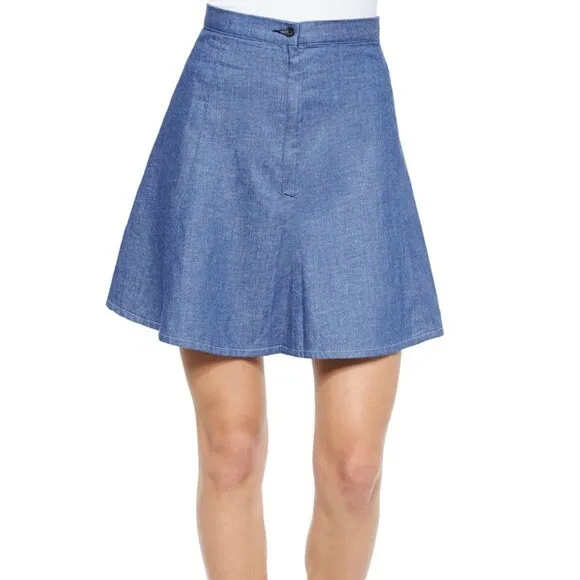 Rag & Bone/Jean Suki Rinse Blue Denim A-line Reversible Mini Skirt EUC Size 26