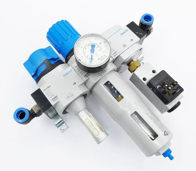 Festo HE-D-MIDI + LFR-D-7-MIDI + FRM-D-MIDI + PEV-1/4-B Unità di manutenzione -usato-