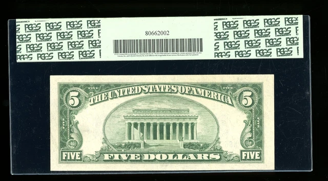 DBR $5 1934-C Silver  Fr. 1653W NA Block Wide Face PCGS 45 PPQ Serial N85567743A 2