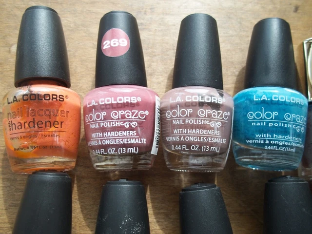 Lot Of 16 L.A. Colors Nail Polish w/Hardener - ALL  50-90% FULL SEE DETAILS