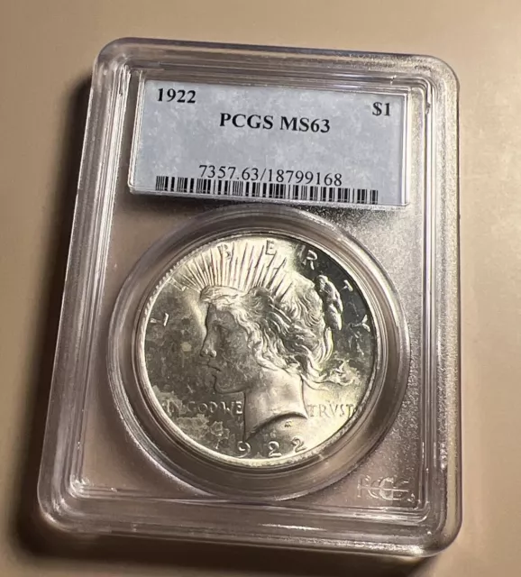 USA 1922 silver peace dollar ms63 Pcgs