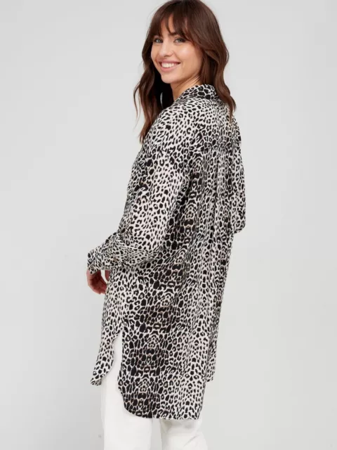 Womens Longline Shirt - Leopard Print. UK 10 . 2