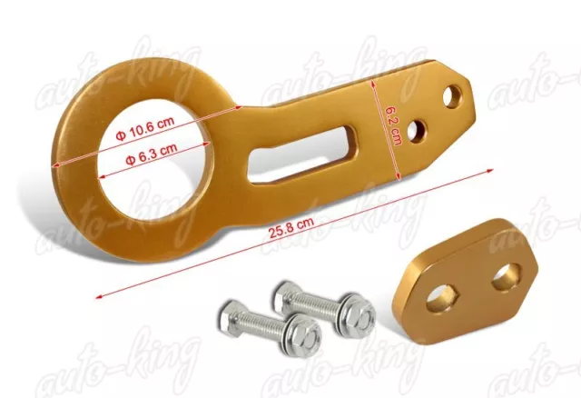 Universal Gold Cnc Billet Aluminum Anodized Jdm Rear Racing Towing Hook Kit