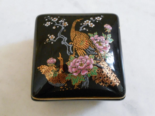 ( 04 ) Sublime Boite A Pilule / Bague Paon En Porcelaine De Paris Ou Limoges