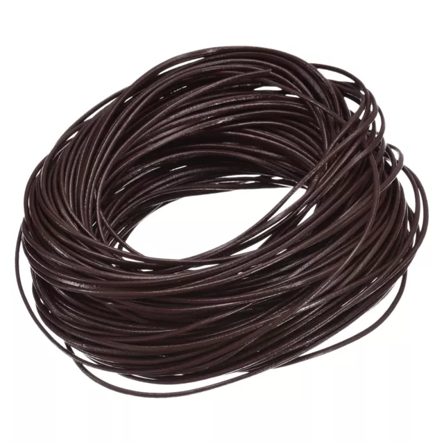 20 Yards 1mm Round Leather Cord Lacing String for DIY Crafts Dark Coffee
