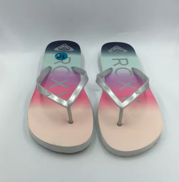 Roxy Melon III Gray Strap Multicolor Flip Flops Thong Sandals Womens Size 10 New