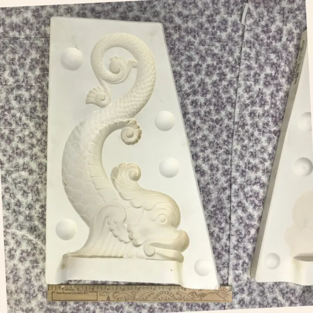 Large Asian Koi Fish Wall Decor Ceramic Mold MCM Glenn 271 Mid Century 14 X 8