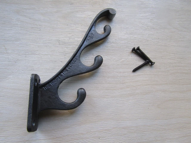 Heavy Cast iron Rustic hat & coat hook vintage old Victorian retro pegs hanger