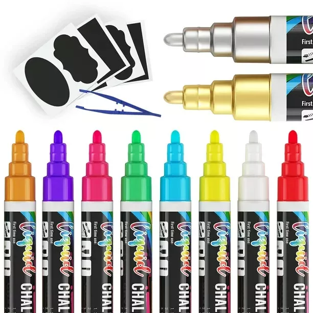 Liquid Chalk Markers (12pc) Erasable Chalkboard Pen for Blackboard