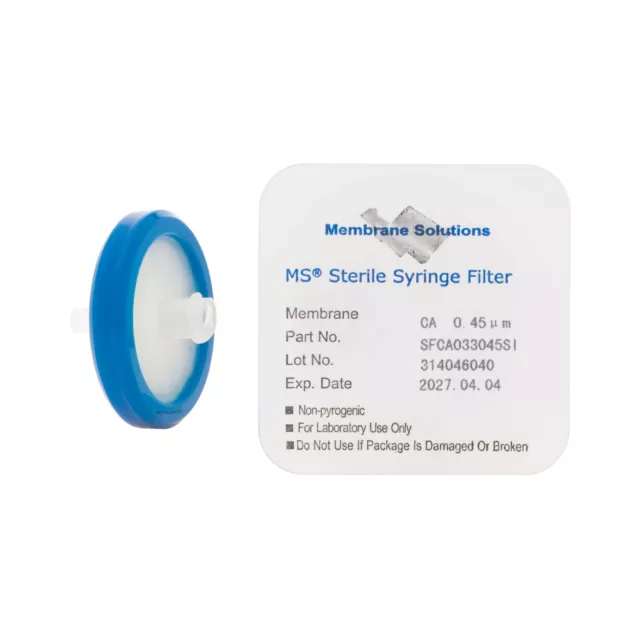 50 x SYRINGE FILTER STERILE MS SUPERPURE 0.45UM 33MM | CA MEMBRANE