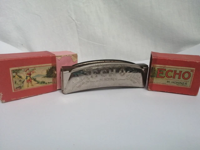 harmonica M.HOHNER echo VINTAGE fonctionnelle en argent  