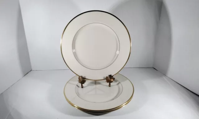 3 Lenox Mansfield Presidential Dinner Plates GOLD TRIM 10.5 IN GREAT CONDITION