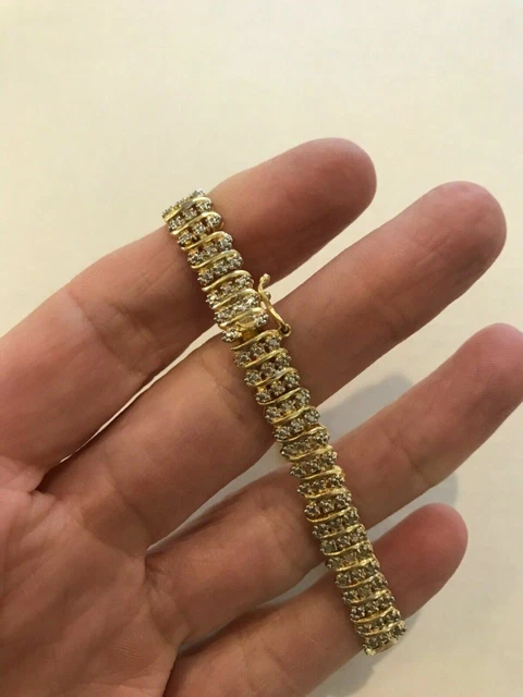 Sterling Silver Bracelet Tennis Gold Plated NO STONES FAS THAI Stamped Safety