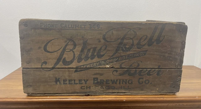 Rare Pre Prohibition Blue Bell Wood Beer Bottle Crate Keeley Brewery Co Chicago