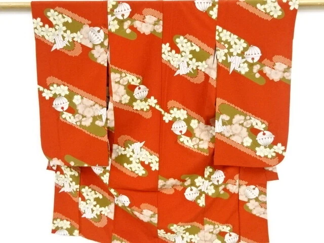 42660# Japanese Kimono / Kimono For Girls / Origami Cranes & Bell
