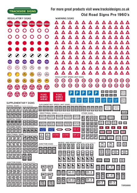 UK Road Signs (Pre 60s) - Model Railway - N Gauge 2mm (Uncut) - Trackside Signs
