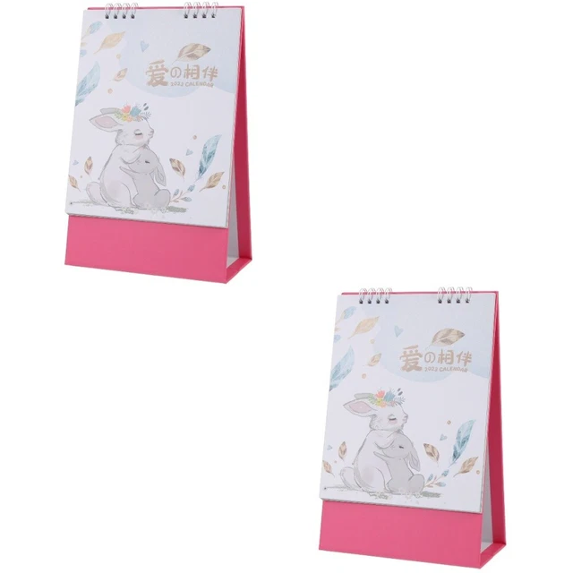 2 Pack Calendario Tavolo Mensile 12 Mesi 2023 Anno Del Coniglio Cavalletto