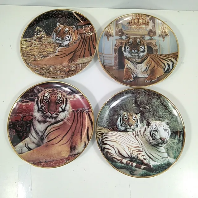 Franklin Mint Majestic Tiger Plate X4 The Imperial Palatial Golden Tiger