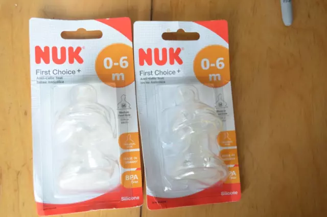 NEW NUK First Choice Silicone Bottle Teats 0-6months 4pcs