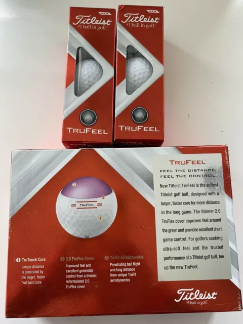 TITLEIST TRUFEEL WHITE GOLF BALLS 2x 3 BRAND NEW IN BOX