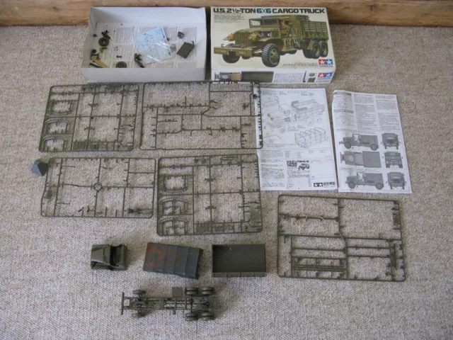 vintage tamiya part built model kit 1/35 WWII military US 2 1/2T cargo truck 6x6