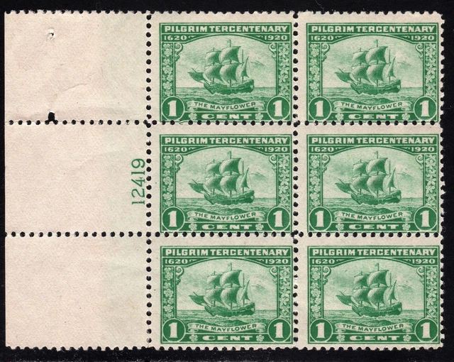 ÉTATS UNIS TIMBRE 548 1c PÈLERIN TERCENTENAIRE PB6 1920