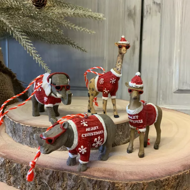 Funky Resin Animal Red Jumper Sunglasses Christmas Tree Decoration Gisela Graham